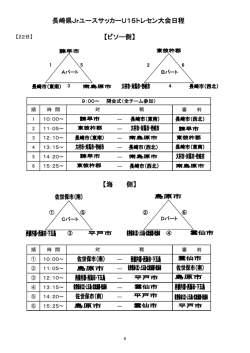 【海 側】 長崎県JrユースサッカーU15トレセン大会日程 【ビソー側】