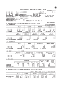 平成28年8月期 決算短信〔日本基準〕(連結)