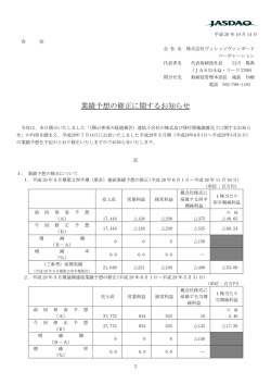 業績予想の修正に関するお知らせ