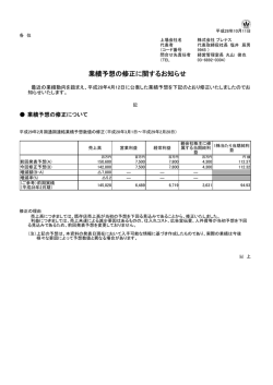 業績予想の修正に関するお知らせ