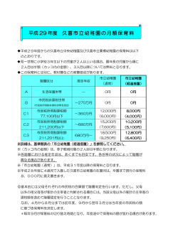 平成29年度 久喜市立幼稚園の月額保育料（PDF：87KB）