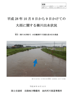 平成 28 年 10 月 8 日から 9 日かけての 大雨に関する梯川出水状況
