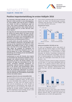 Positive Importentwicklung im ersten Halbjahr 2016