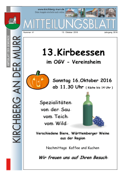 Mitteilungsblatt Nr. 41/2016 - Gemeinde Kirchberg an der Murr