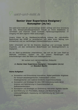 Senior User Experience Designer/ Konzepter - wald-wird