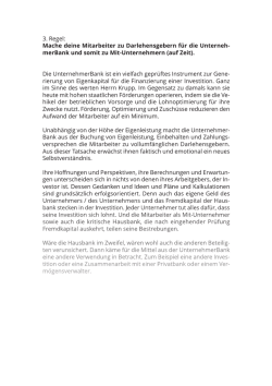 3. Regel: Mache deine Mitarbeiter zu Darlehensgebern für die