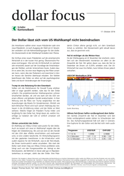 Dollar Focus, 17.10.2016, 13:55 Uhr Der Dollar l&auml;sst sich vom US