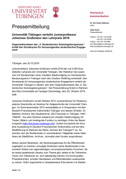 Pressemitteilung - Universit&auml;t T&uuml;bingen
