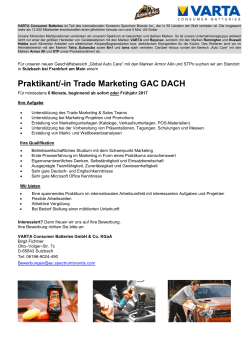 Praktikant/-in Trade Marketing GAC DACH