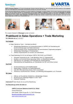 Praktikant/-in Sales Operations + Trade Marketing
