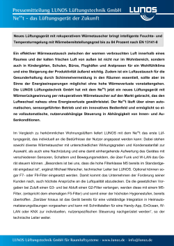 Pressemitteilung LUNOS Lüftungstechnik GmbH Nexxt