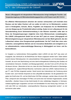 Pressemitteilung LUNOS Lüftungstechnik GmbH Nexxt