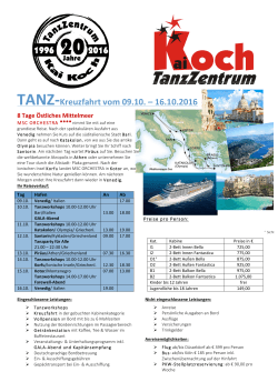 TANZ-Kreuzfahrt vom 09.10. – 16.10.2016