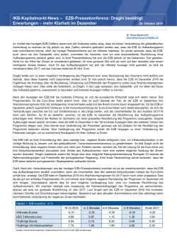 IKB-Kapitalmarkt-News – EZB-Pressekonferenz: Draghi bestätigt