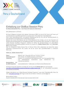 Einladung zur GloBus Session Peru