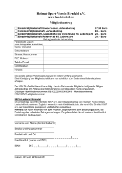 Heimat-Sport-Verein Birnfeld eV Mitgliedsantrag - HSV