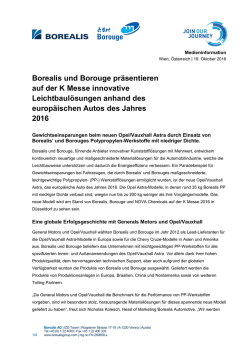 Borealis und Borouge präsentieren auf der K Messe innovative