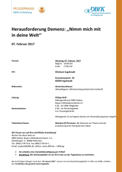 Herausforderung Demenz: ,,Nimm mich mit in deine Welt