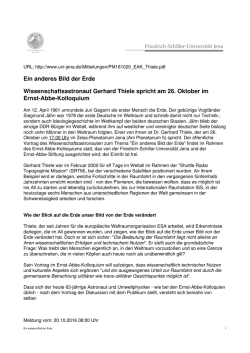 Ein anderes Bild der Erde Wissenschaftsastronaut Gerhard Thiele