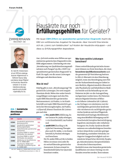 Haus&auml;rzte nur noch Erf&uuml;llungsgehilfen f&uuml;r Geriater?