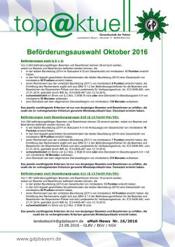 Beförderungsauswahl Oktober 2016