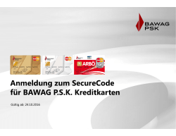 Anmeldung zum SecureCode für BAWAG P.S.K. Kreditkarten