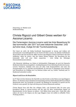 Christa Rigozzi und Gilbert Gress werben für Ascona