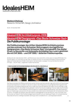idealesHeim architekturpreis 2009 idealesHeim Designpreis &laquo;Das