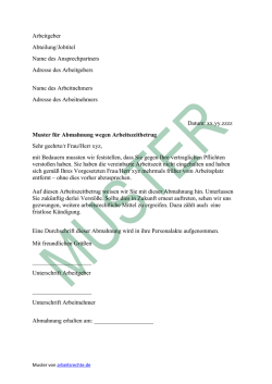 Muster f&uuml;r eine Abmahnung wegen Arbeitszeitbetrug
