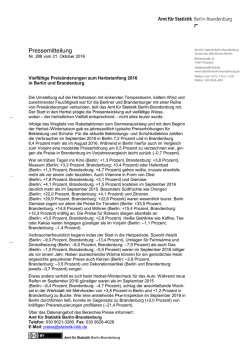 Vielfältige Preisänderungen zum Herbstanfang 2016 in Berlin und