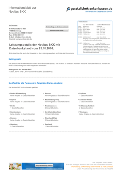 Informationsblatt zur Novitas BKK