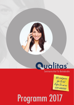 Programmheft 2017 - Qualitas - Seminarinstitut für Betriebsräte