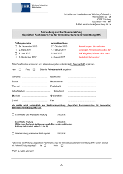 Anmeldung Sachkundepr&uuml;fung Immobiliardarlehensvermittler
