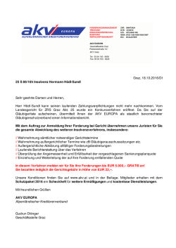 Graz, 18.10.2016/DI 25 S 86/16h Insolvenz Hermann H&ouml;dl