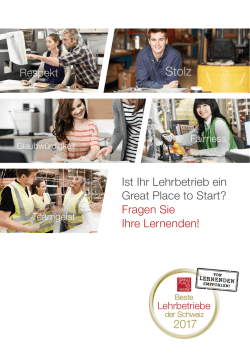 Great Place to Start&reg; Beste Lehrbetriebe der Schweiz