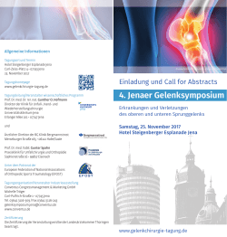 Call for Abstracts - Indikationen in der Gelenkchirurgie