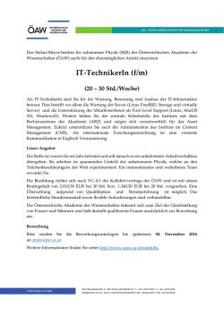 IT-TechnikerIn (f/m) - Österreichische Akademie der Wissenschaften