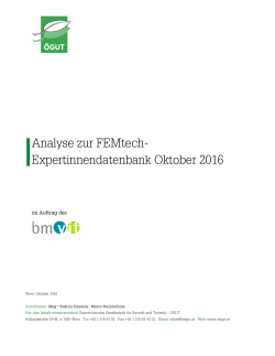 Analyse zur FEMtech- Expertinnendatenbank Oktober 2016