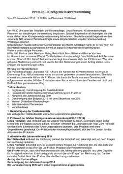 Protokoll Kirchgemeindeversammlung - Pfarrei Wölflinswil