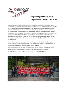 Jugendlager Fiesch 2016 Lagerbericht vom 17.10.2016