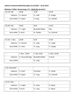20161016 Lektoren Schwarzenfeld Dienstplan 22.10.2016