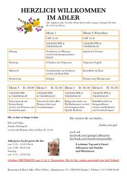 Men&uuml;plan - Hotel Restaurant Adler