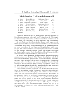3. Spieltag Bezirksliga Schachbezirk 9 15.10.2016 Niederbrechen II