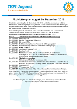 Aktivitätenplan August bis Dezember 2016 - THW