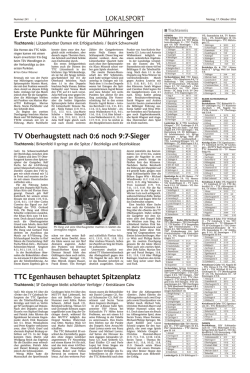 Rückblick Spieltag 15.10.2016 - TTG Unterreichenbach