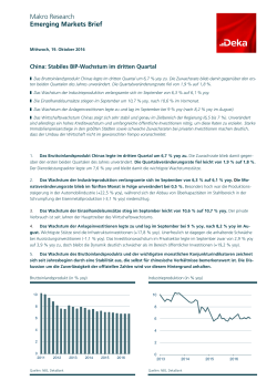 China: Stabiles BIP-Wachstum im dritten Quartal