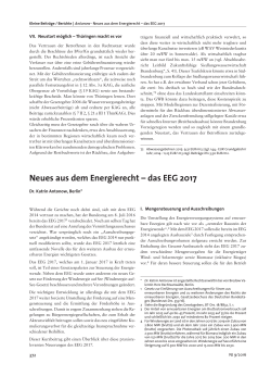 Neues aus dem Energierecht – das EEG 2017