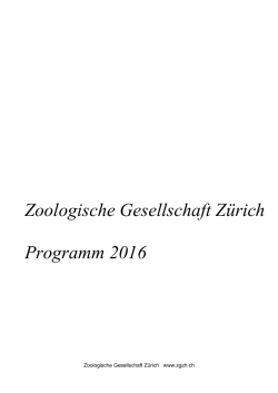 Herbstsemester 2016 - Zoologische Gesellschaft Zürich