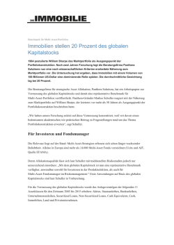 Immobilien stellen 20 Prozent des globalen
