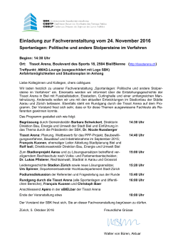 Einladung zur Fachveranstaltung vom 24. November 2016